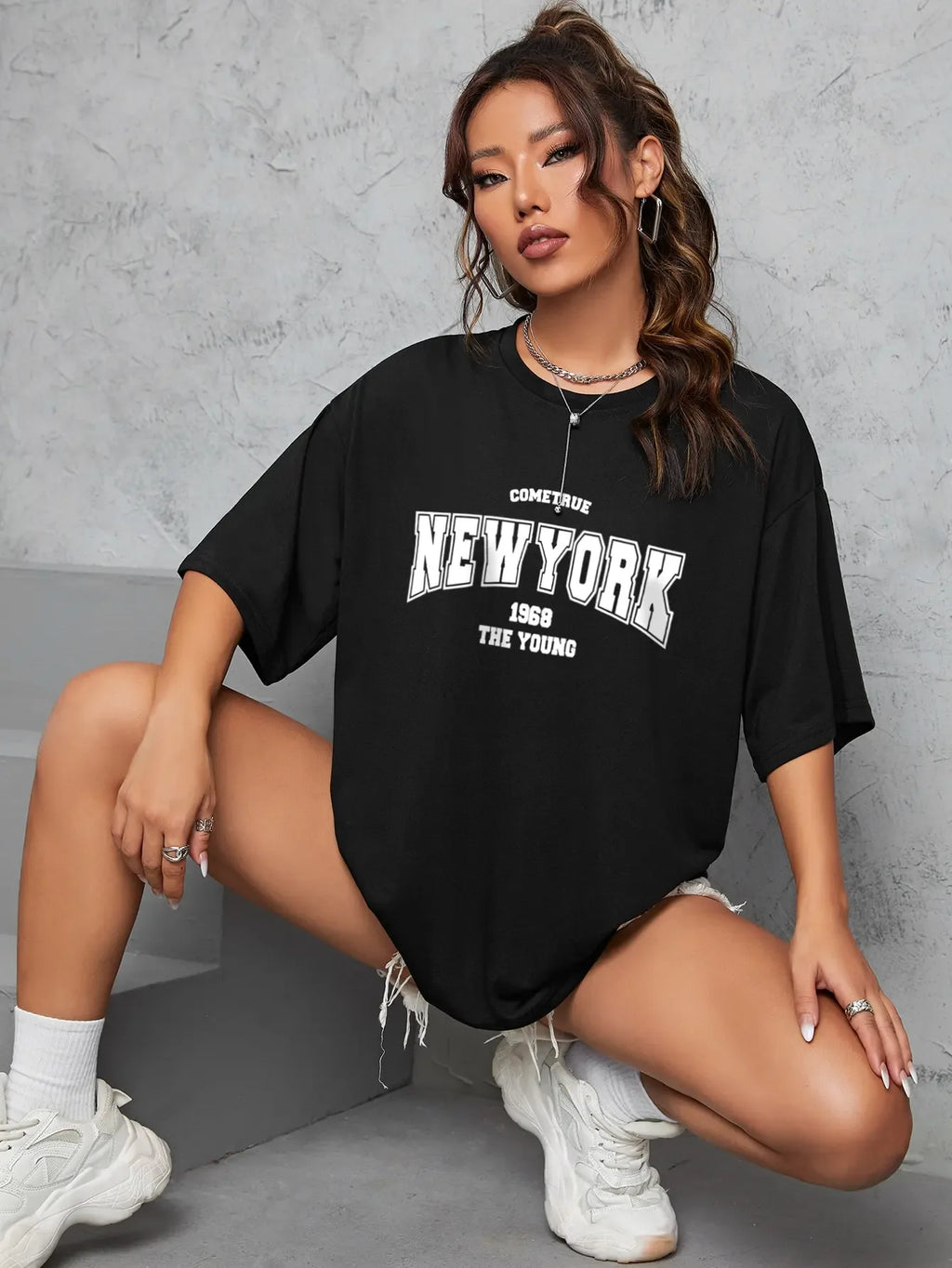 When 1968 The New York Is Young Cotton Woman Tshirts Oversize Daily Tshirts Creativity Streettshirt Individual Casual Clothes - cankarfashion