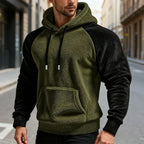 Winter Men Fleece Hooded Sweatshirt Long Sleeve Match Colors Shoulder Cuff Hoodies Trendy Big Size Light Weight Outerwear M-2XL - cankarfashion