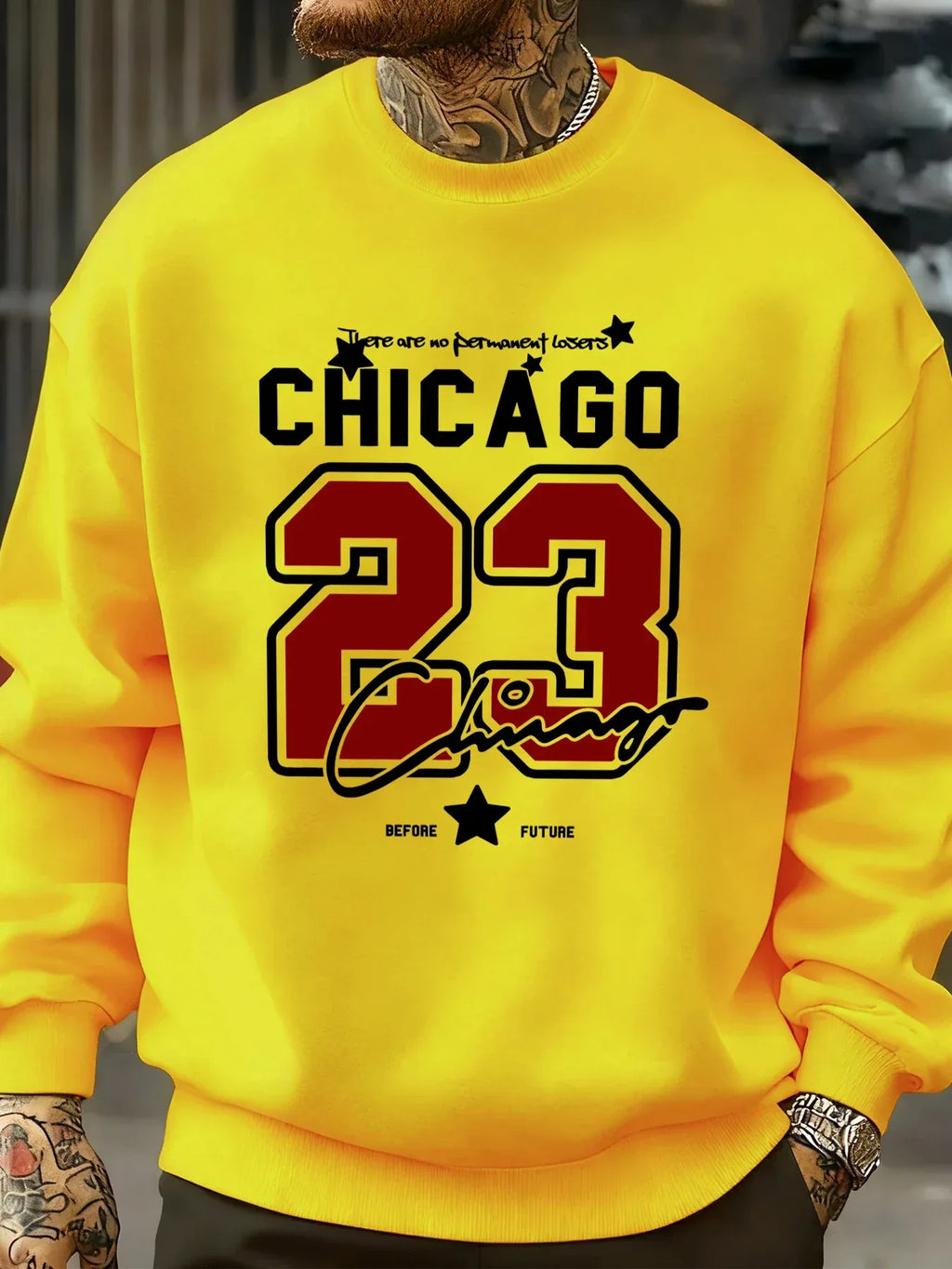Chicago Number 23 Jersey Prints Male Sweatshirt Trendy Hip Hop Streetwear Crewneck Autumn Clothes Fleece Casual Pullover - cankarfashion