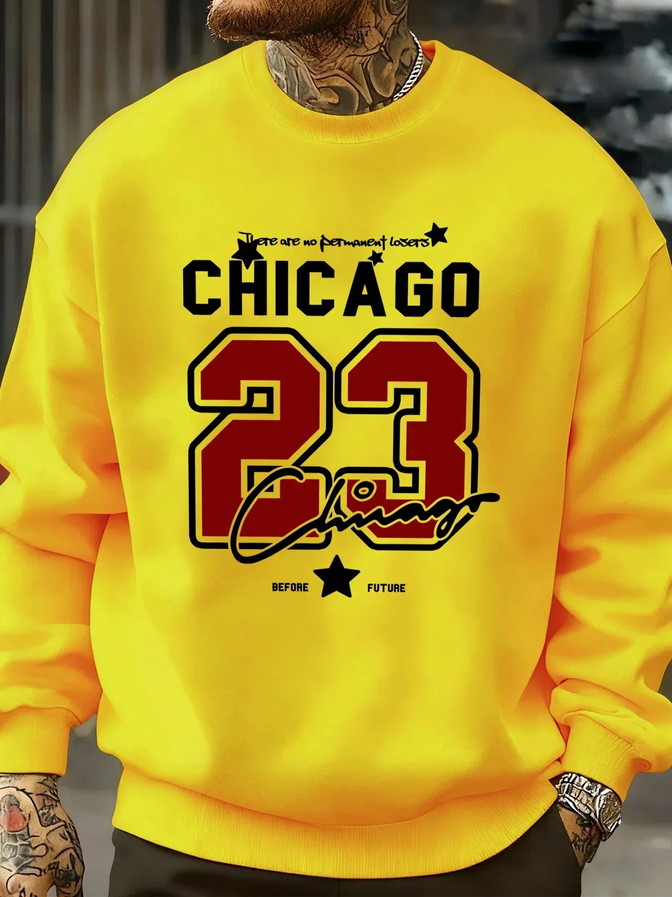 Chicago Number 23 Jersey Prints Male Sweatshirt Trendy Hip Hop Streetwear Crewneck Autumn Clothes Fleece Casual Pullover - cankarfashion