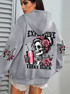 Expensive Talks Back Funny Printing Womens Hoodie Loose Multicolor Pullovers Fleece Autumn Sportswear Casual Pocket Hoody - cankarfashion
