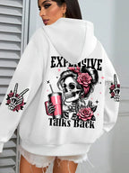 Expensive Talks Back Funny Printing Womens Hoodie Loose Multicolor Pullovers Fleece Autumn Sportswear Casual Pocket Hoody - cankarfashion
