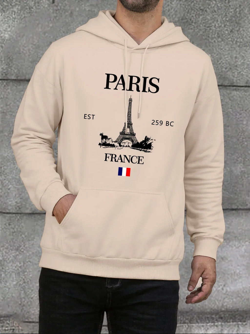 Paris France Eiffel Tower Print Mens Hoodie Street Hip Hop Clothes Fleece Casual Hoody Autumn Loose Fashion Men Sportswears - cankarfashion