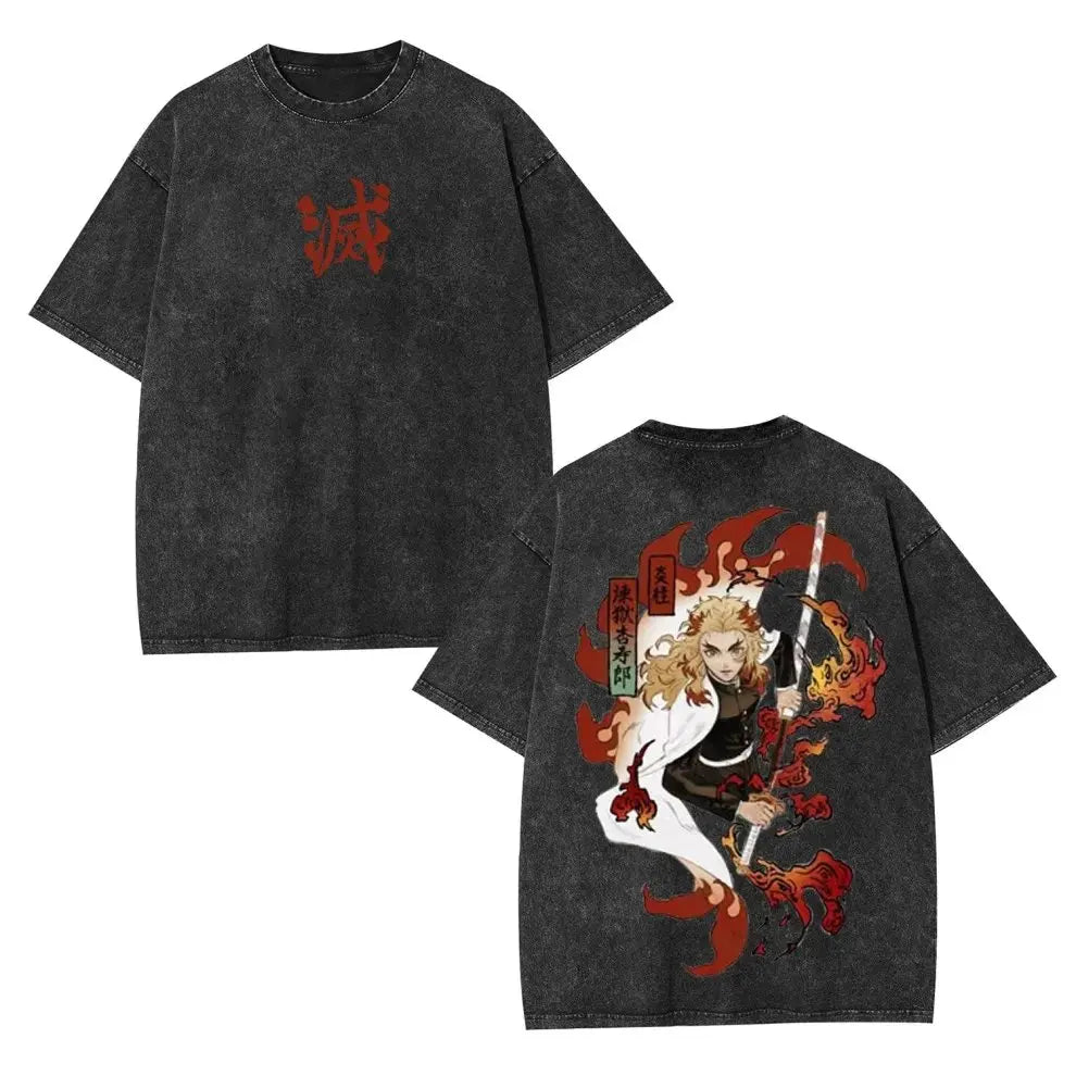 Anime Demon Slayer T-Shirt Vintage Cotton Graphic Tee