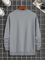 Men's autumn and winter fashionable casual loose BE KING bear cartoon printed fleece pullover round neck long sleeved sweatshirt - cankarfashion