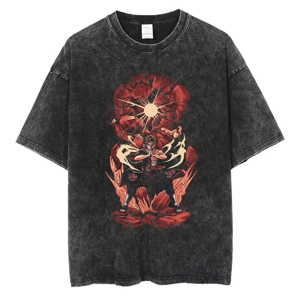 Hip Hop Vintage T-shirt for Men - Japanese Anime Style