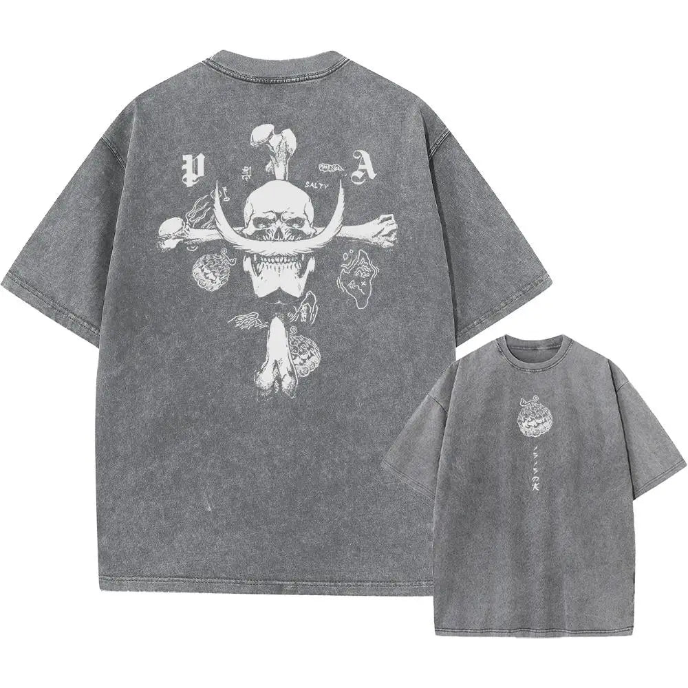 Anime One Piece Luffy Printed Cotton T-Shirt for Men