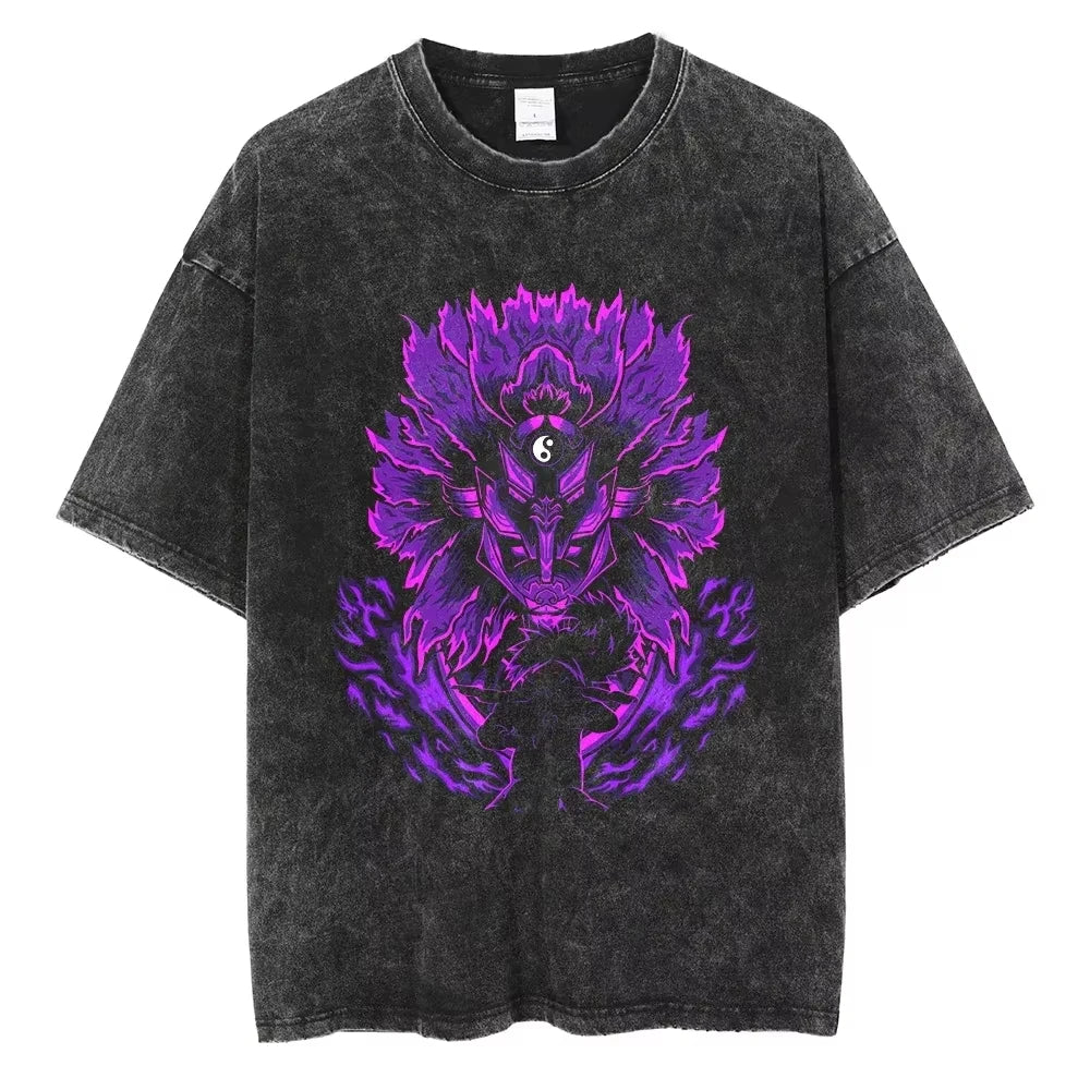 Hip Hop Vintage T-shirt for Men - Japanese Anime Style
