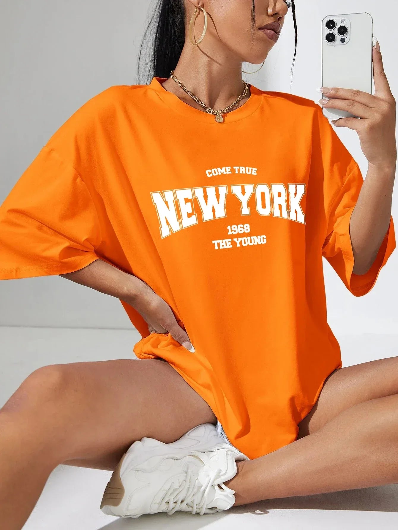 When 1968 The New York Is Young Cotton Woman Tshirts Oversize Daily Tshirts Creativity Streettshirt Individual Casual Clothes - cankarfashion