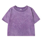 Solid Slim Washed T-Shirt Female Fashion Soft Cotton Streetwear Casual Sport Short Sleeve Cool Retro Crop Clothing For Women - cankarfashion