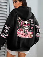 Expensive Talks Back Funny Printing Womens Hoodie Loose Multicolor Pullovers Fleece Autumn Sportswear Casual Pocket Hoody - cankarfashion