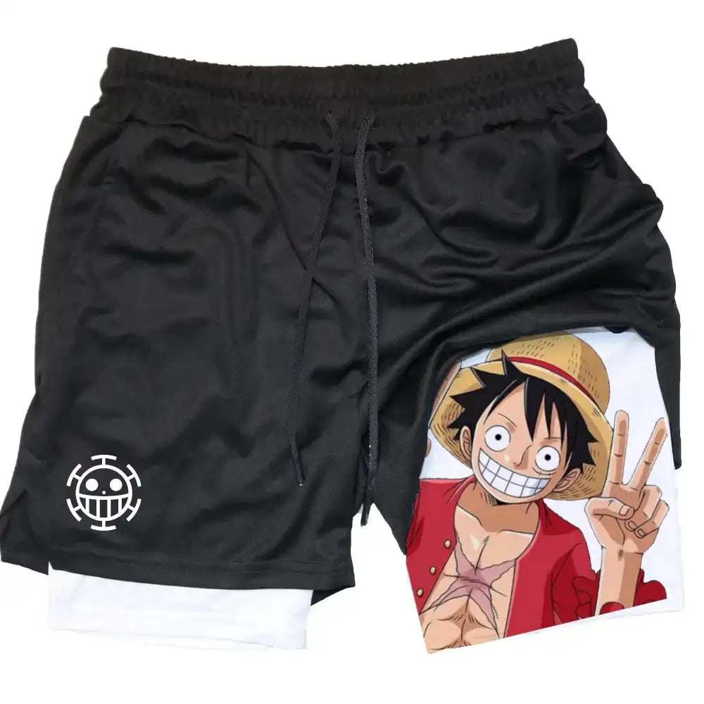 Unisex Luffy Anime 2-in-1 Sportswear Shorts