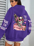 Expensive Talks Back Funny Printing Womens Hoodie Loose Multicolor Pullovers Fleece Autumn Sportswear Casual Pocket Hoody - cankarfashion