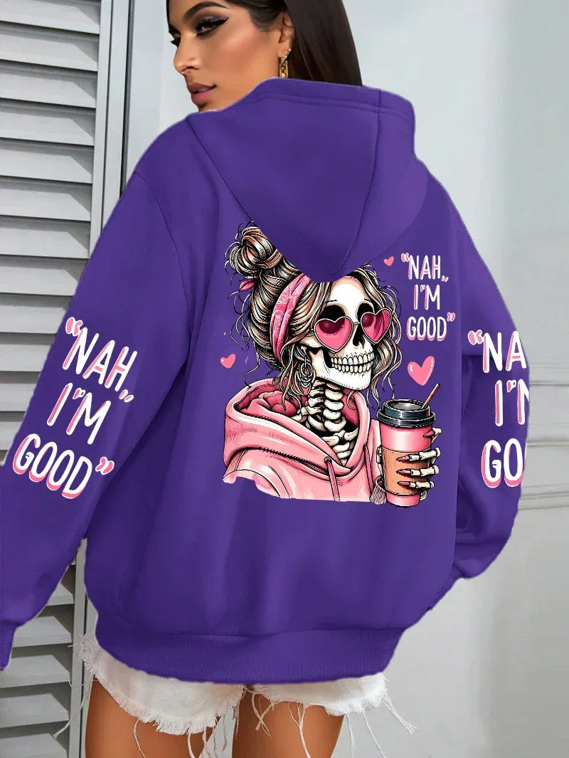Expensive Talks Back Funny Printing Womens Hoodie Loose Multicolor Pullovers Fleece Autumn Sportswear Casual Pocket Hoody - cankarfashion
