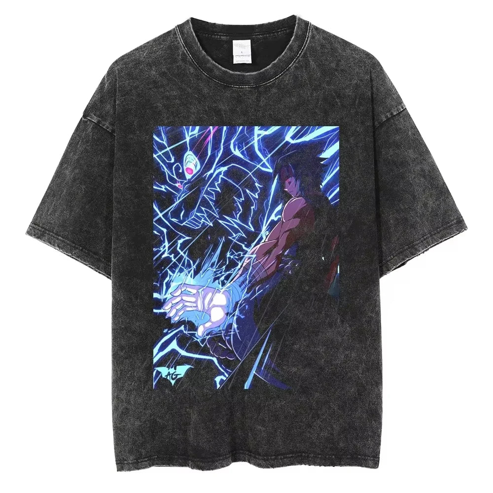 Hip Hop Vintage T-shirt for Men - Japanese Anime Style