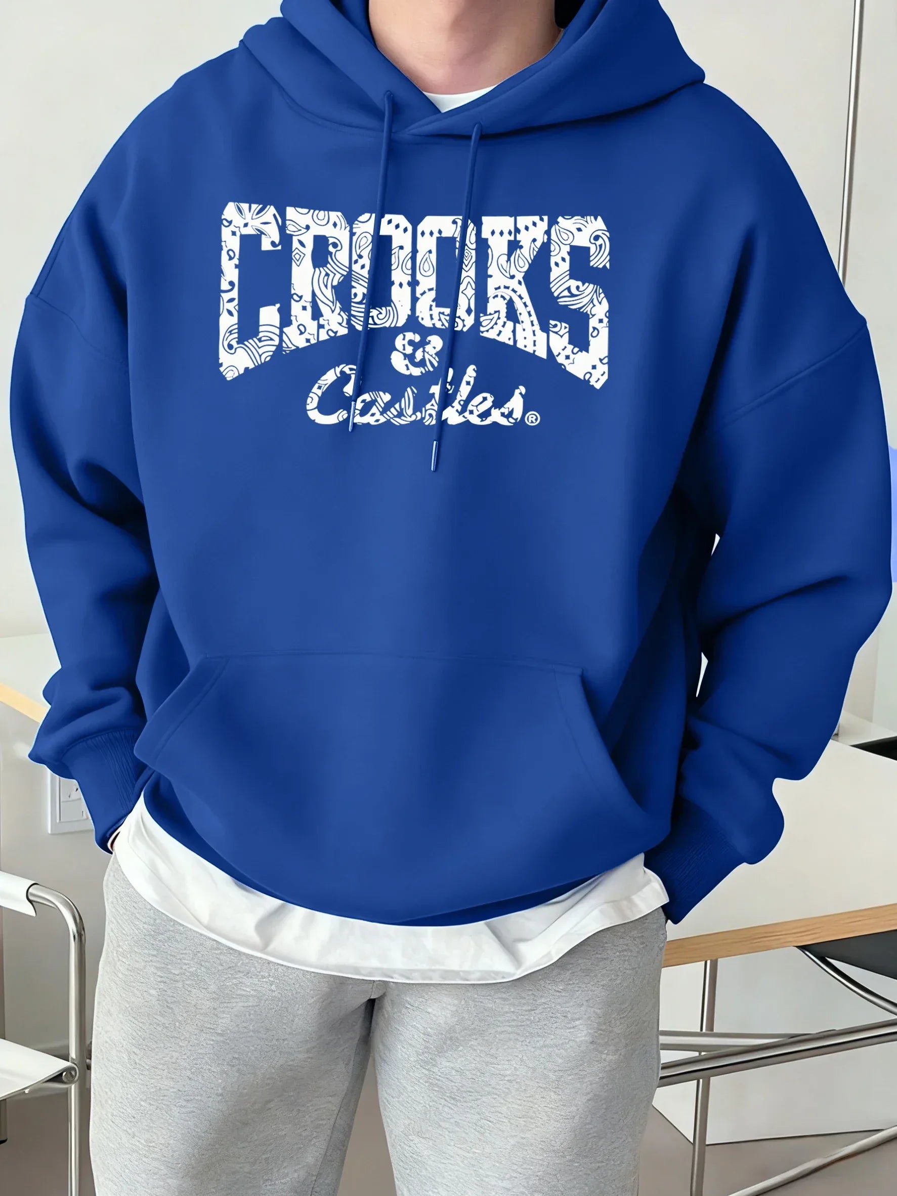 Crooks Castles Printing Fleece Warm Hoodies Male Comfy Casual Tracksuit Soft Autumn Unisex Clothing Sports Oversized Sweatshirts - cankarfashion