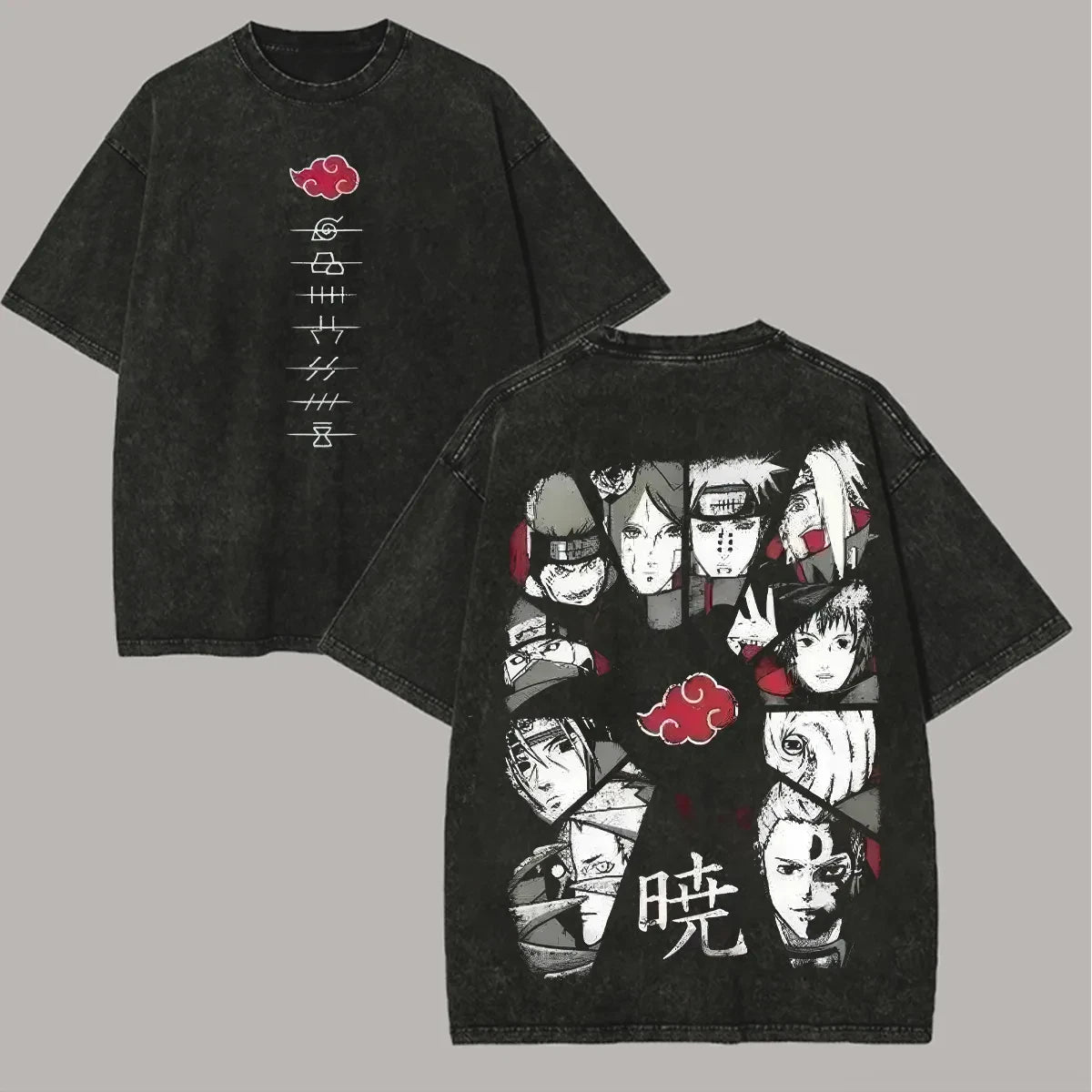 Akatsuki T Shirt Naruto Men Acid Wash Vintage Tee