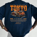 Men's Summer 100% Cotton Fashionable Casual Loose Large Size Japanese Tokyo Pattern Printed Round Neck Short Sleeve T-shirt Top - cankarfashion