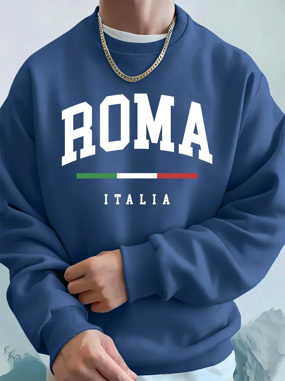 Roma Italia Letter Printing Mens Sweatshirts Winter Crewneck Hoodies Street Fleece Warm Loose Pullovers Casual Men'S Clothes - cankarfashion