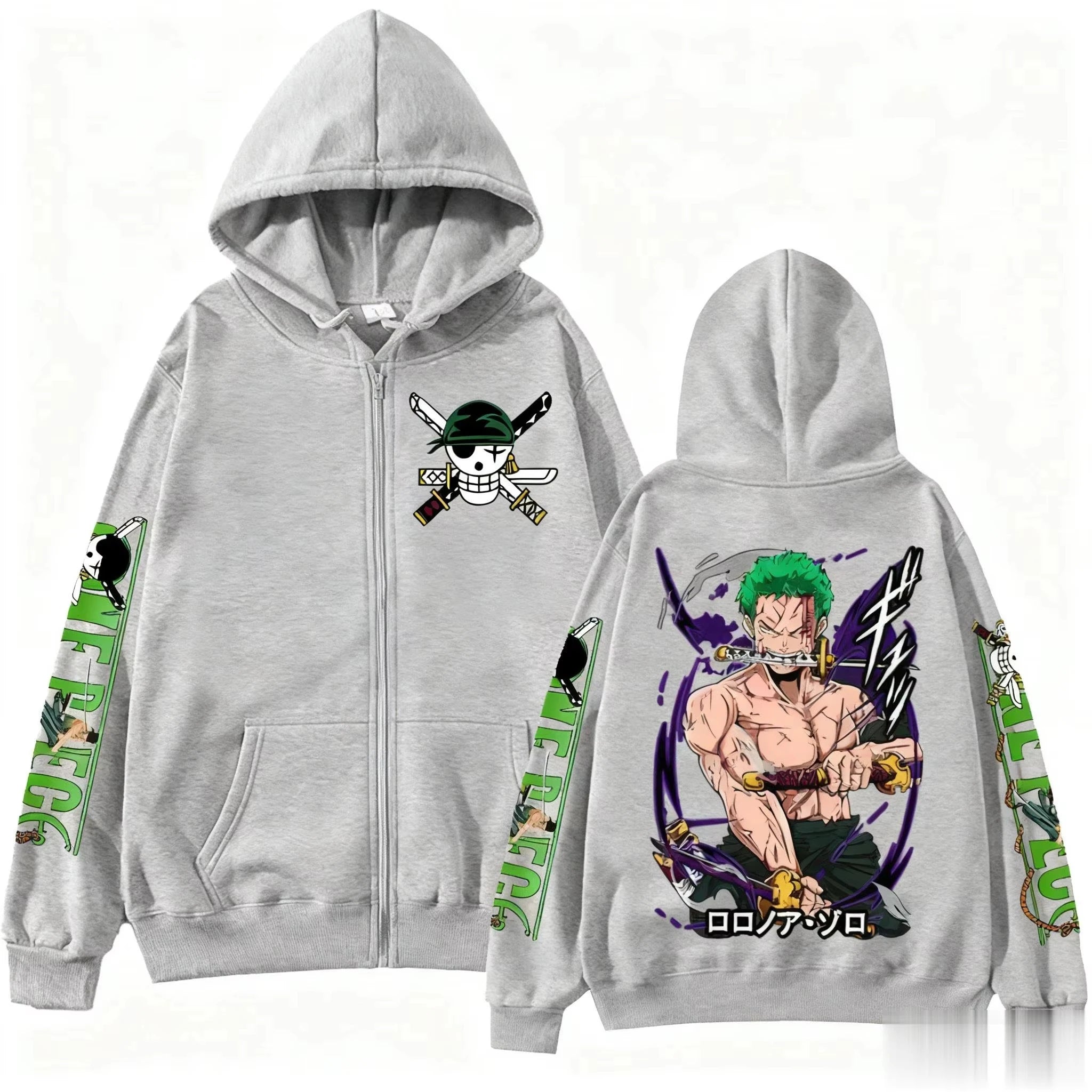 2026 One Piece Zoro Zip Up Hoodie for Men & Women