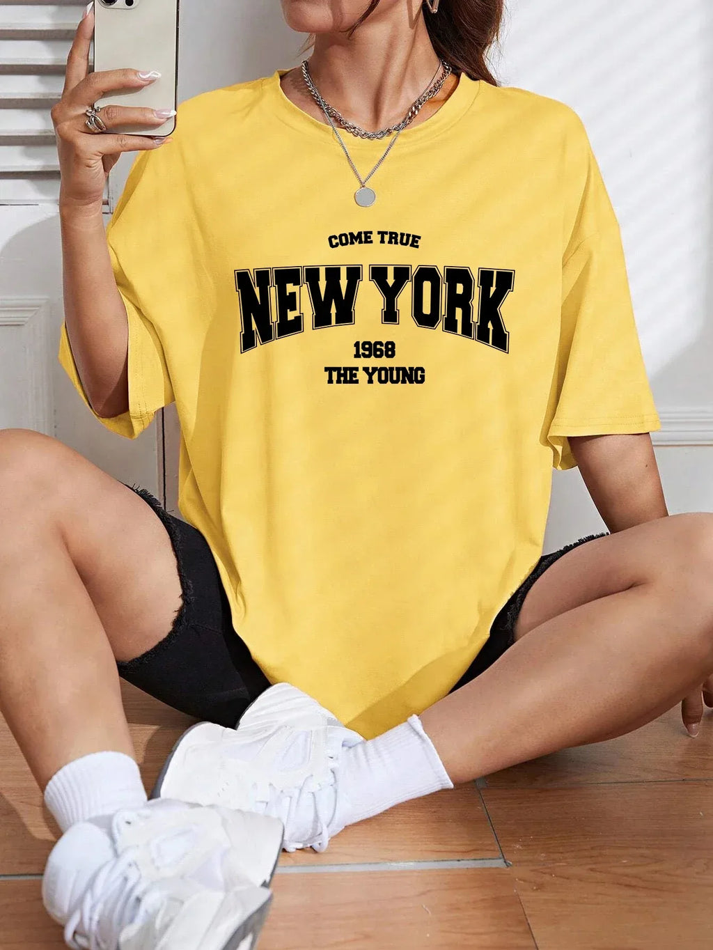 When 1968 The New York Is Young Cotton Woman Tshirts Oversize Daily Tshirts Creativity Streettshirt Individual Casual Clothes - cankarfashion