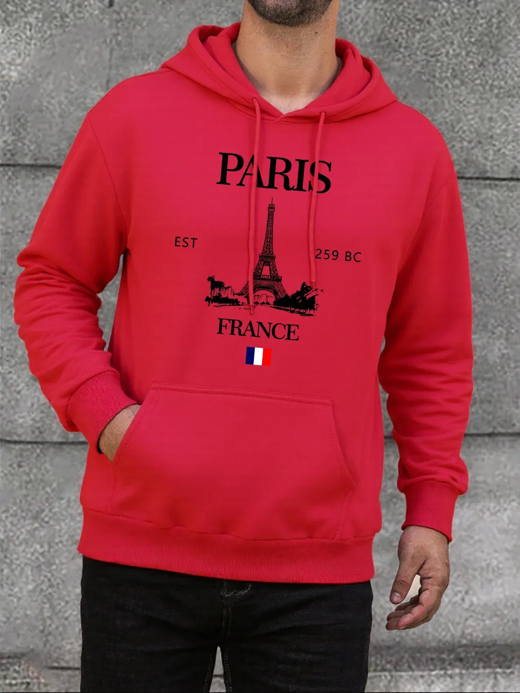 Paris France Eiffel Tower Print Mens Hoodie Street Hip Hop Clothes Fleece Casual Hoody Autumn Loose Fashion Men Sportswears - cankarfashion