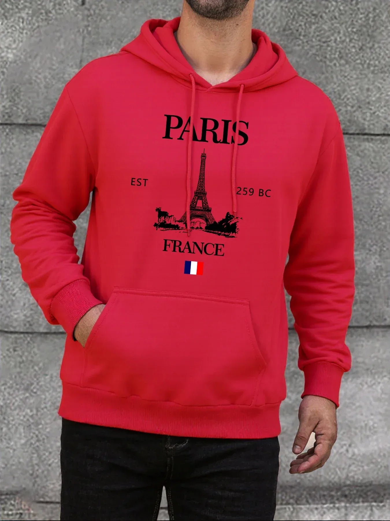 Paris France Eiffel Tower Print Mens Hoodie Street Hip Hop Clothes Fleece Casual Hoody Autumn Loose Fashion Men Sportswears - cankarfashion