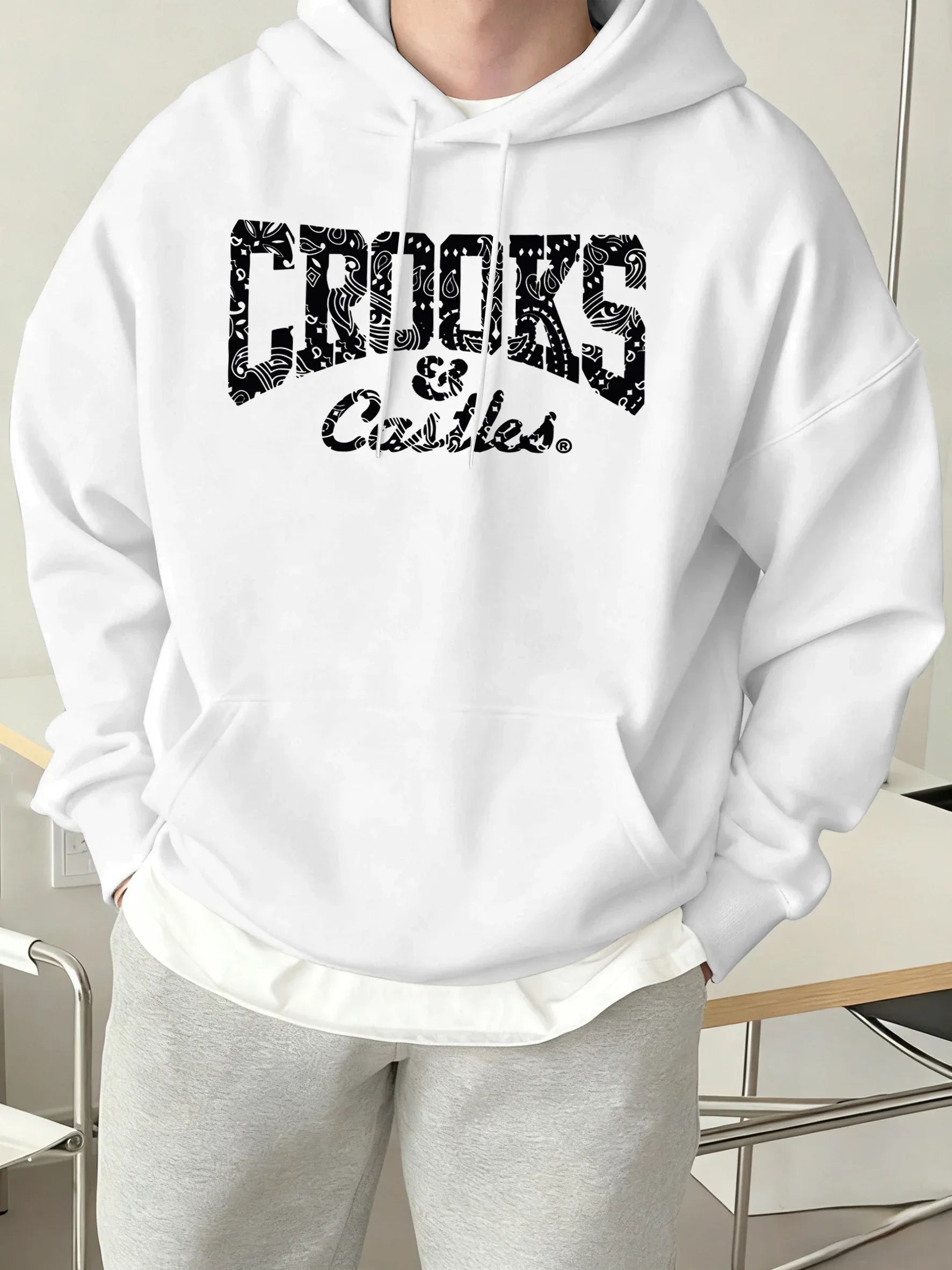 Crooks Castles Printing Fleece Warm Hoodies Male Comfy Casual Tracksuit Soft Autumn Unisex Clothing Sports Oversized Sweatshirts - cankarfashion