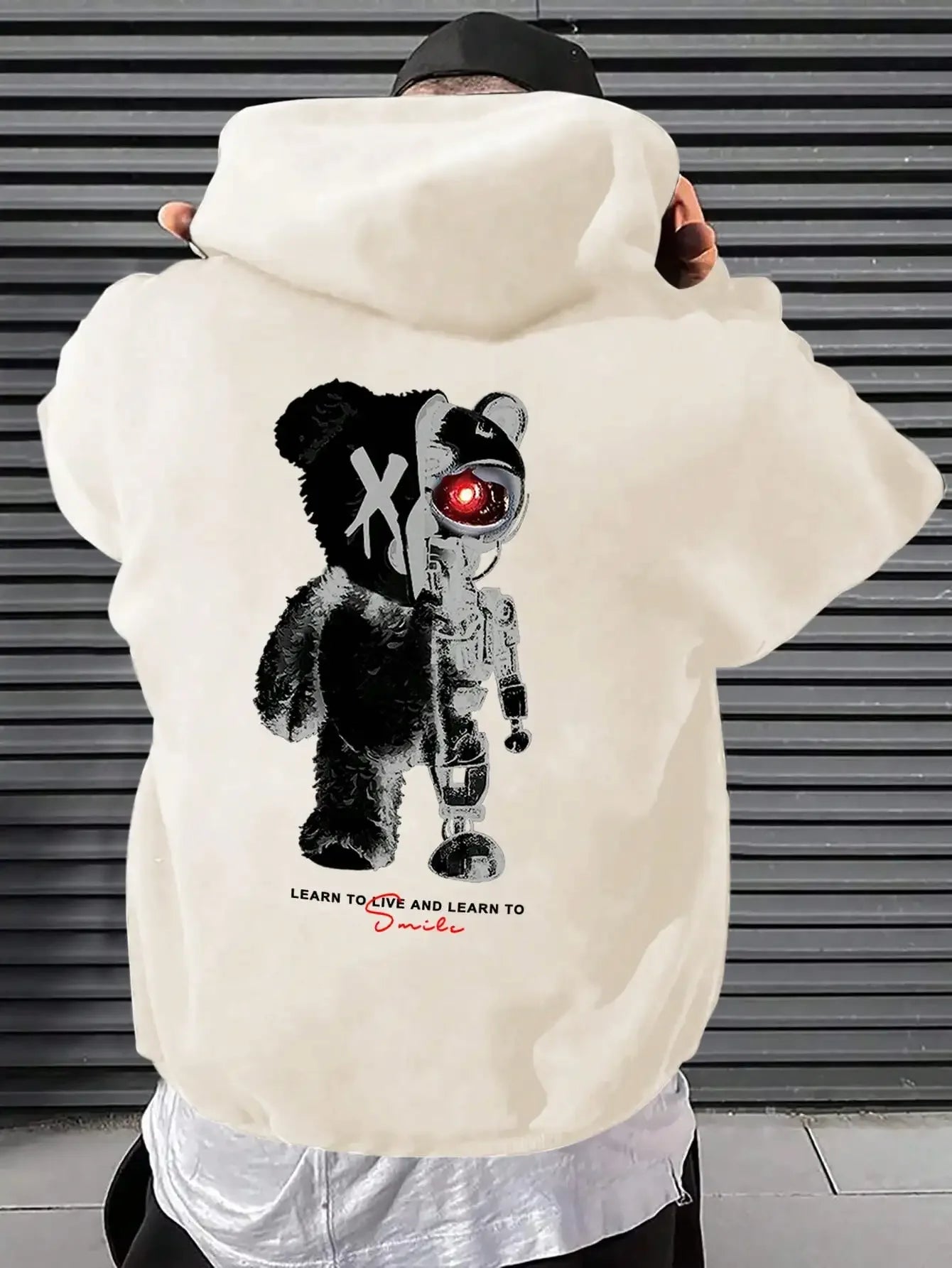 Cartoon Machine Bear Print Pullovers Men Cartoons Creative Hoodie Oversize Fashion Clothing All-Match Autumn Winter Male Hoody - cankarfashion