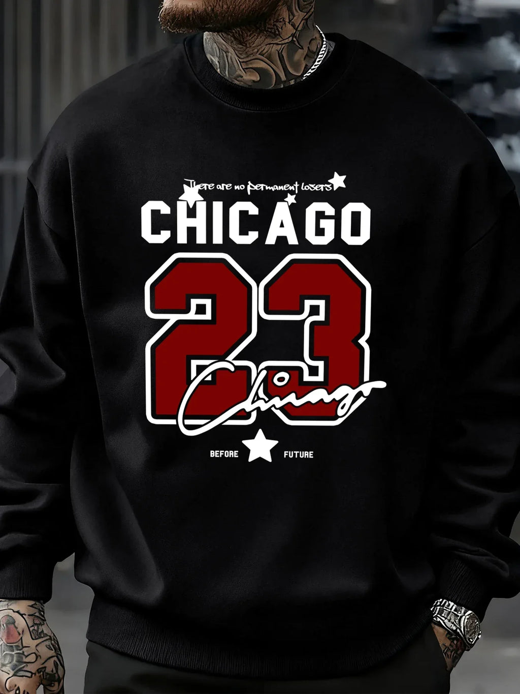 Chicago Number 23 Jersey Prints Male Sweatshirt Trendy Hip Hop Streetwear Crewneck Autumn Clothes Fleece Casual Pullover - cankarfashion
