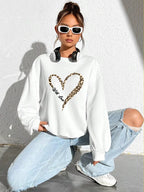 Leopard Wild Heart Pattern Print Female Sweatshirt Street Fur-Liner Pullovers Hipster Clothing All-Match Crewneck Tracksuit - cankarfashion