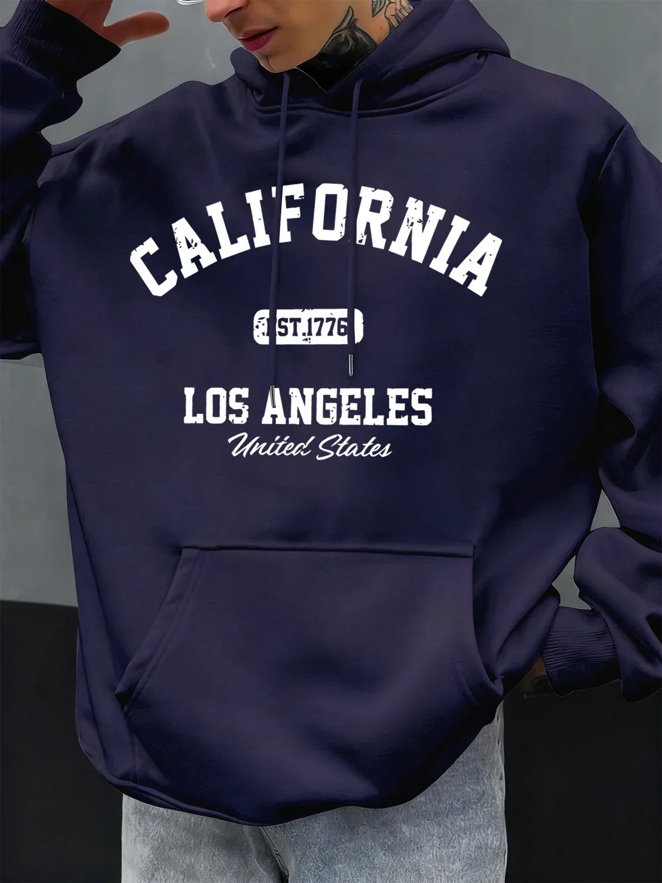 California Los Angeles Prints Male Hoody Hip Hop Multicolor Hoodies Fleece Fashion Pullovers Oversized Pocket Mens Clothes - cankarfashion