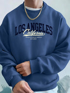 Los Angeles California Printed Men Sweatshirt Winter Fleece Warm Hoodies Korean Loose Crewneck Pullover Hip Hop Male Clothes - cankarfashion