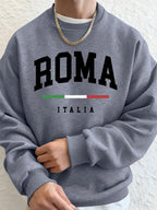 Roma Italia Letter Printing Mens Sweatshirts Winter Crewneck Hoodies Street Fleece Warm Loose Pullovers Casual Men'S Clothes - cankarfashion