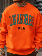 Los Angeles Usa Letter Pattern Men Sweatshirt Casual Oversize Sportswear All-Match Fleece Pullovers Crewneck Fashion Man Tops - cankarfashion