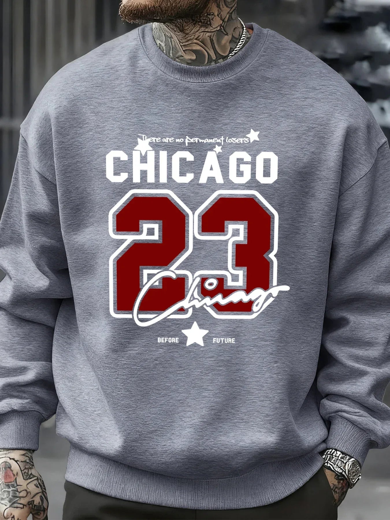 Chicago Number 23 Jersey Prints Male Sweatshirt Trendy Hip Hop Streetwear Crewneck Autumn Clothes Fleece Casual Pullover - cankarfashion