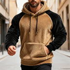 Winter Men Fleece Hooded Sweatshirt Long Sleeve Match Colors Shoulder Cuff Hoodies Trendy Big Size Light Weight Outerwear M-2XL - cankarfashion