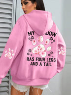 Autumn Womens Hoodies Cute Cat Paw Printing Sweatshirts Warm Fleece Soft Comfortable Pullovers Fashion Loose Female Clothing - cankarfashion