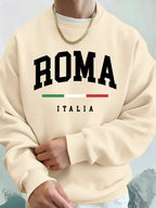 Roma Italia Letter Printing Mens Sweatshirts Winter Crewneck Hoodies Street Fleece Warm Loose Pullovers Casual Men'S Clothes - cankarfashion