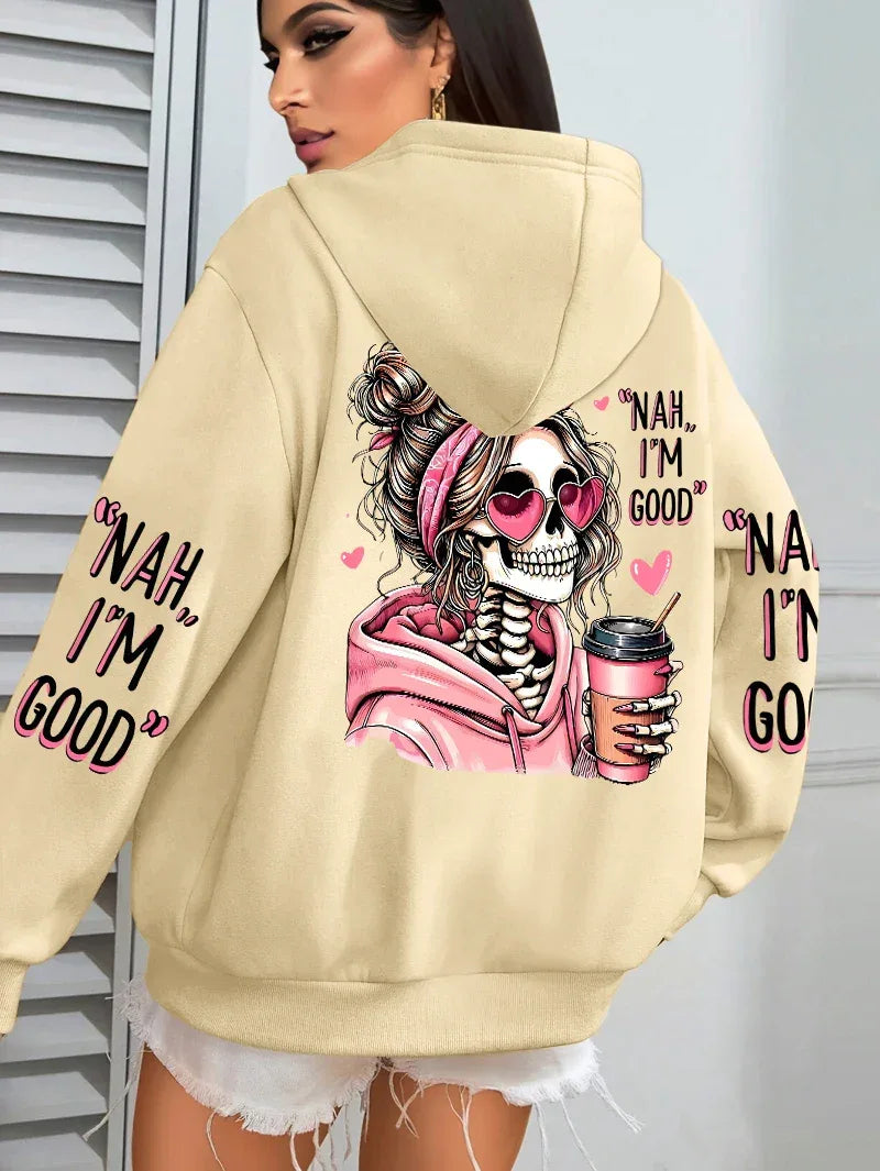 Expensive Talks Back Funny Printing Womens Hoodie Loose Multicolor Pullovers Fleece Autumn Sportswear Casual Pocket Hoody - cankarfashion