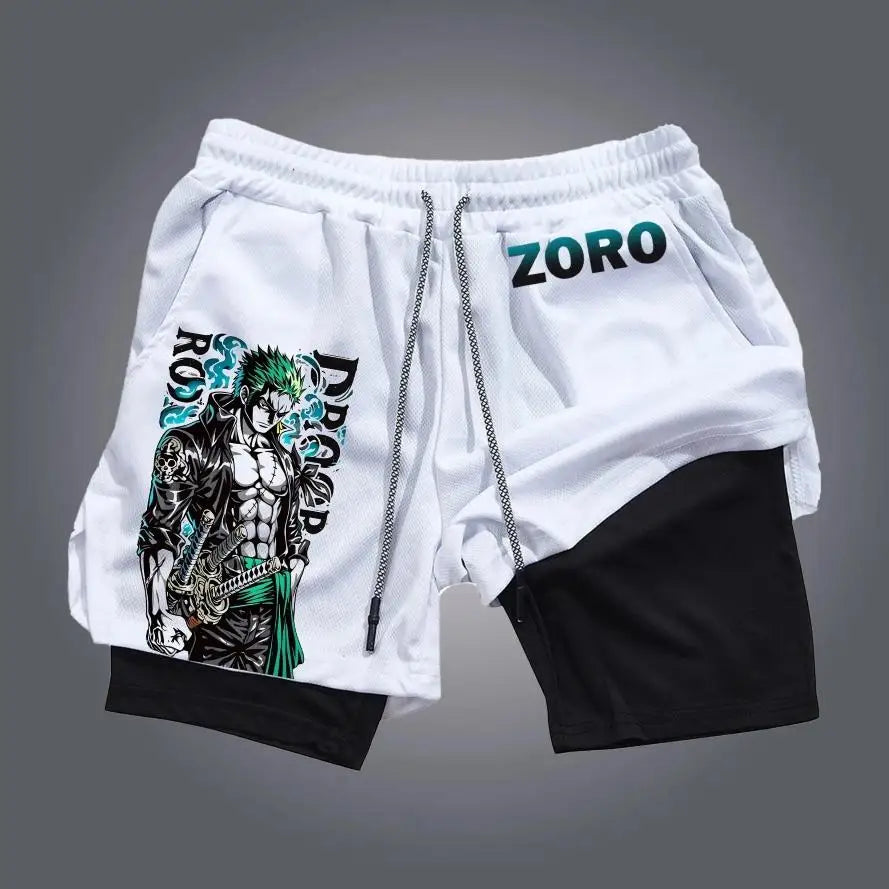 Unisex Luffy Anime 2-in-1 Sportswear Shorts