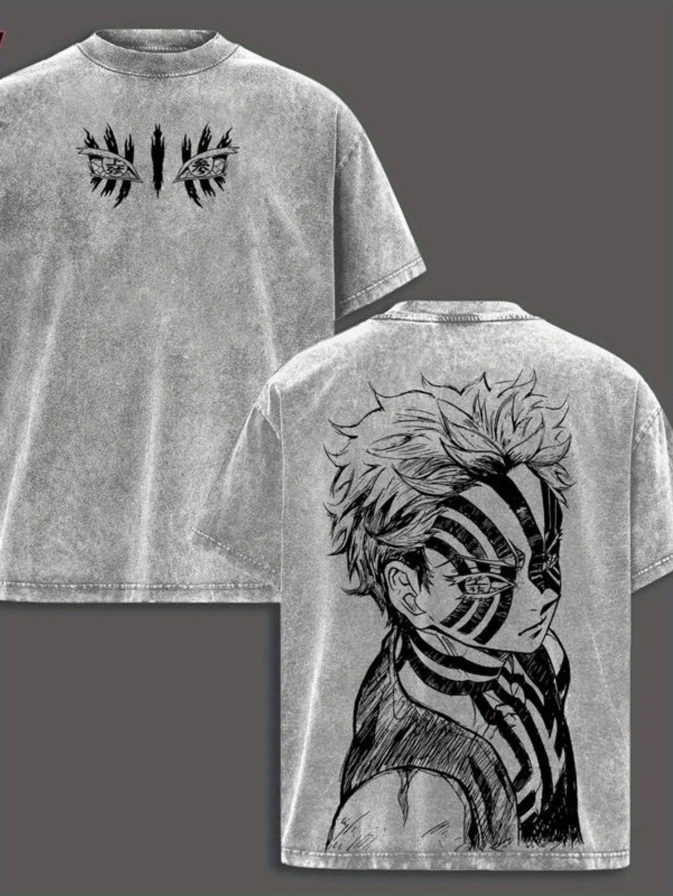 Washed Cotton Anime T-shirt for Men
