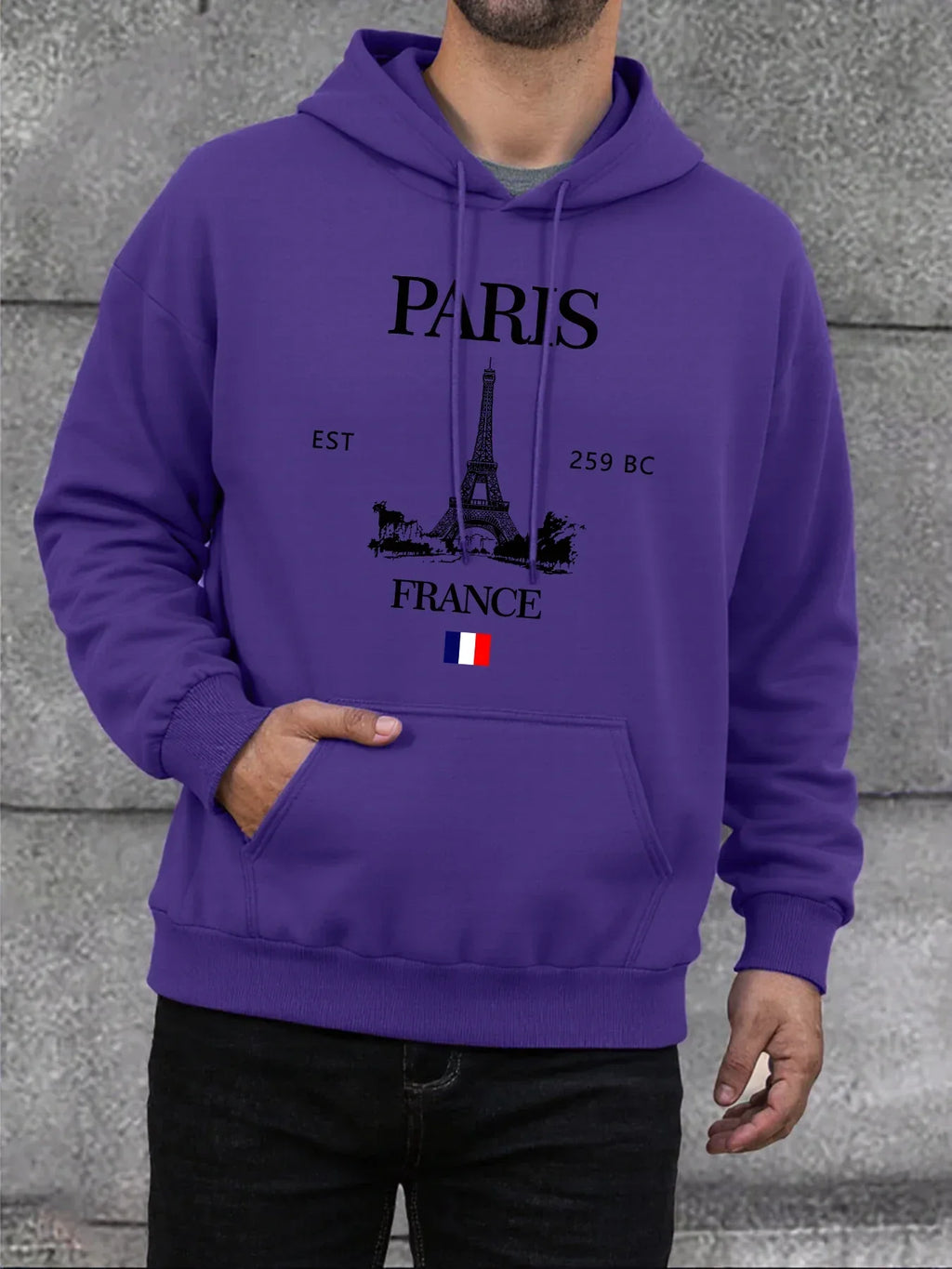 Paris France Eiffel Tower Print Mens Hoodie Street Hip Hop Clothes Fleece Casual Hoody Autumn Loose Fashion Men Sportswears - cankarfashion
