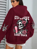 Expensive Talks Back Funny Printing Womens Hoodie Loose Multicolor Pullovers Fleece Autumn Sportswear Casual Pocket Hoody - cankarfashion
