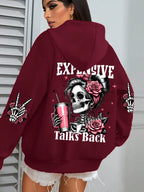 Expensive Talks Back Funny Printing Womens Hoodie Loose Multicolor Pullovers Fleece Autumn Sportswear Casual Pocket Hoody - cankarfashion