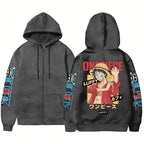 Anime Print Zip Up Hoodie for Men & Women