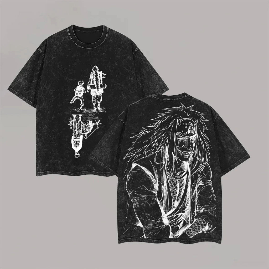 Jiraiya T Shirt - Vintage Acid Wash Anime Graphic
