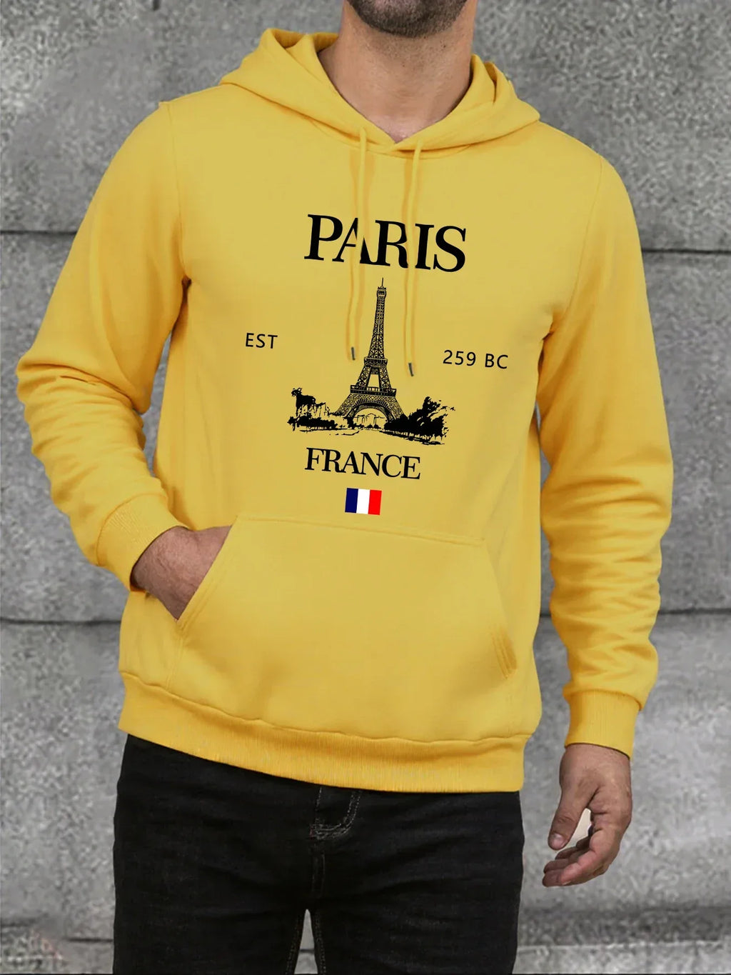 Paris France Eiffel Tower Print Mens Hoodie Street Hip Hop Clothes Fleece Casual Hoody Autumn Loose Fashion Men Sportswears - cankarfashion