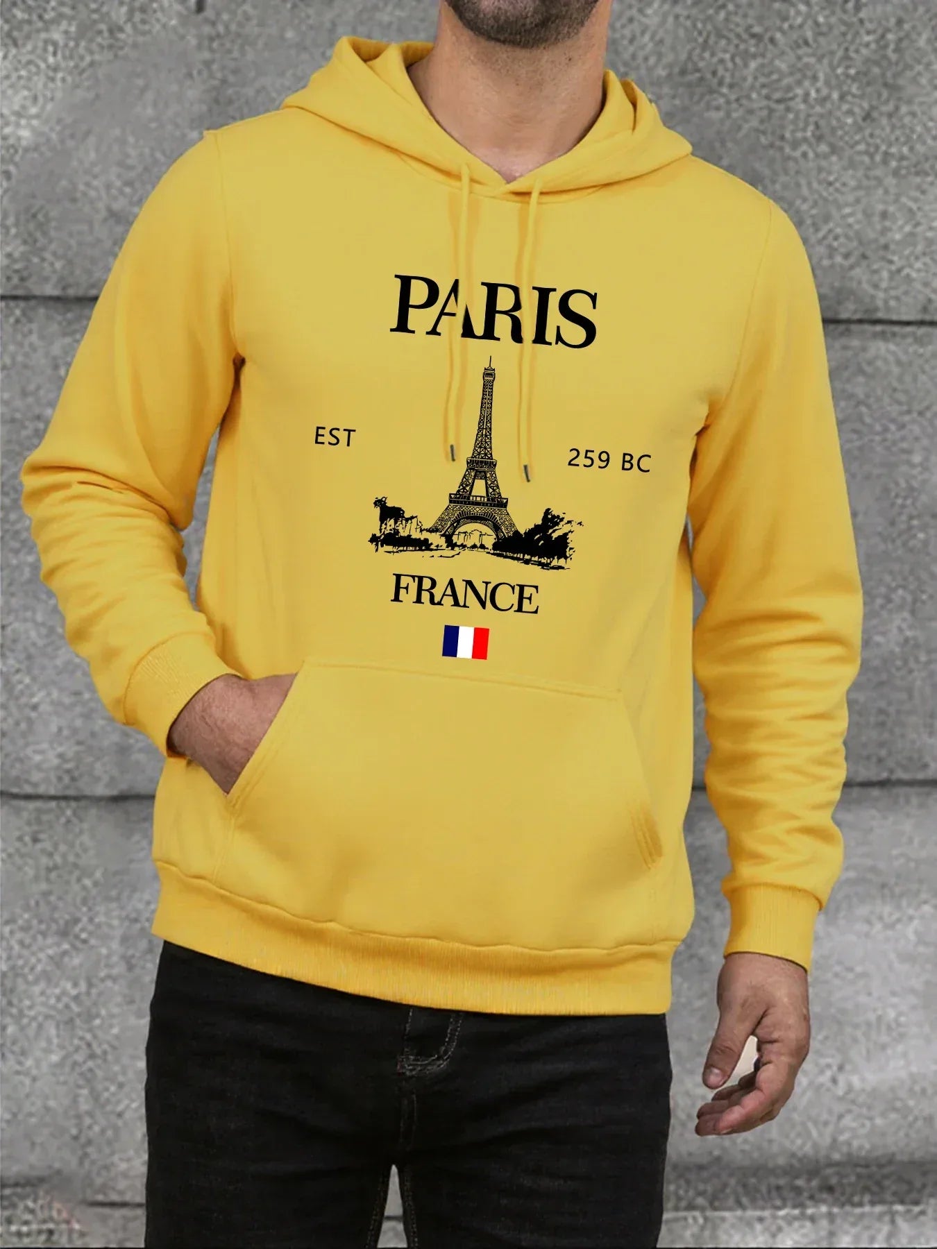 Paris France Eiffel Tower Print Mens Hoodie Street Hip Hop Clothes Fleece Casual Hoody Autumn Loose Fashion Men Sportswears - cankarfashion