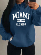 Miami Est 1825 City Art Letter Prints Women Hoodie Pocket Streetwear Harajuku Loose Hoody All-Match Fleece Female Clothing - cankarfashion